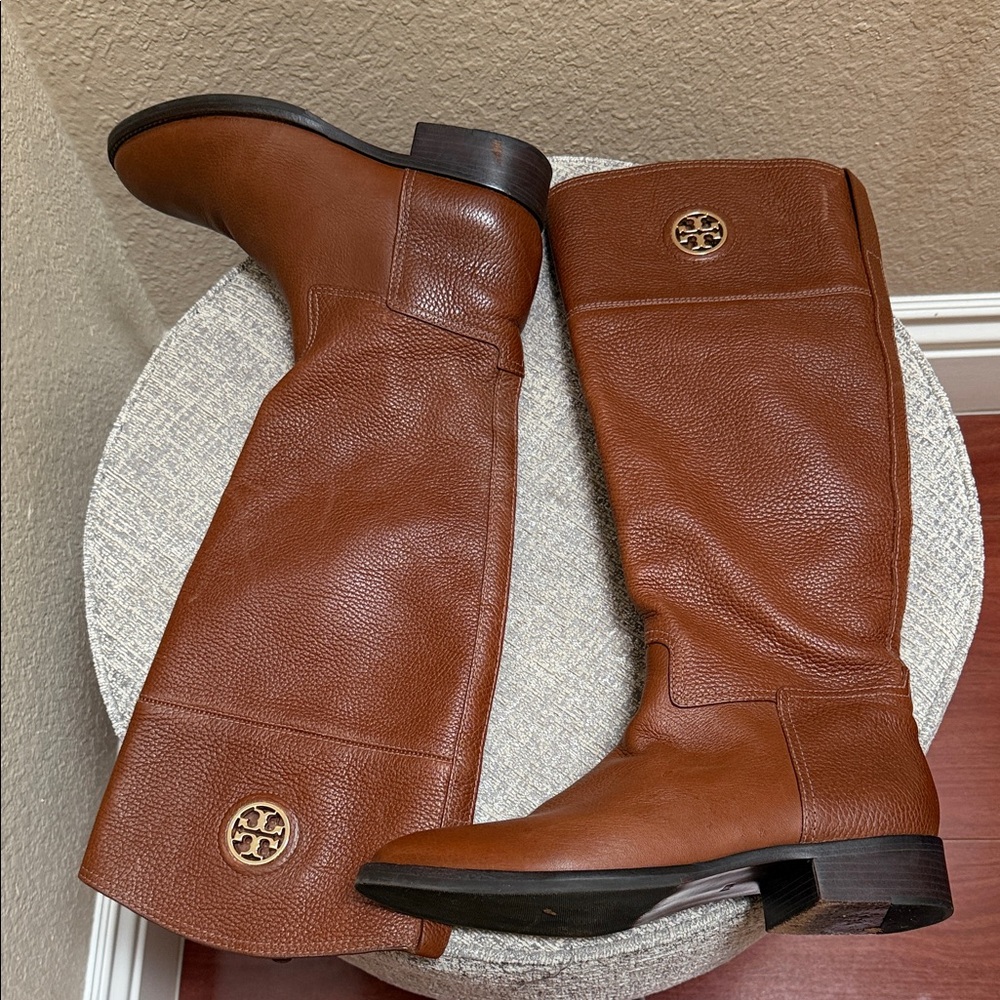 Tory Burch Brown Leather Knee High Riding Boots Women's Size 8.5M…